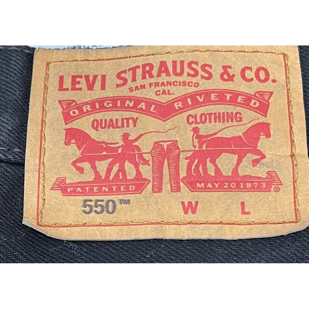 Levis 550 Mens Dark Wash Mid Rise Relaxed Fit Straight Denim Jeans Size 46x32 - Picture 8 of 8